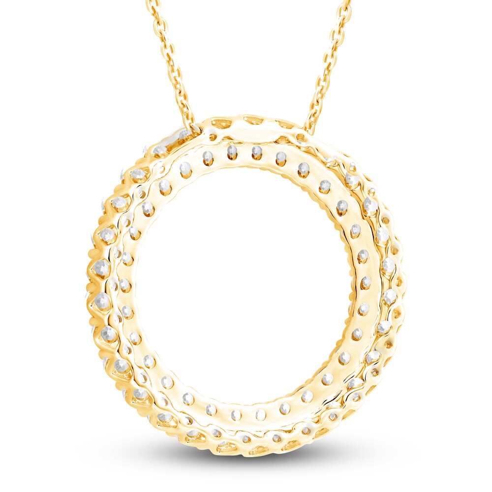 Diamond Circle Pendant Necklace 2 ct tw Round 14K Yellow Gold 18\" hGUfy38t Diamond Circle Pendant Necklace 2 ct tw Round 14K Yellow Gold 18\" hGUfy38t