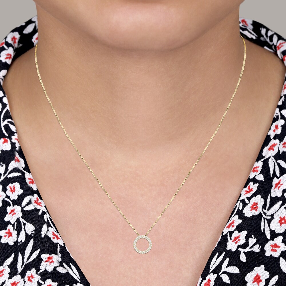 Diamond Circle Pendant Necklace 2 ct tw Round 14K Yellow Gold 18\" hGUfy38t Diamond Circle Pendant Necklace 2 ct tw Round 14K Yellow Gold 18\" hGUfy38t