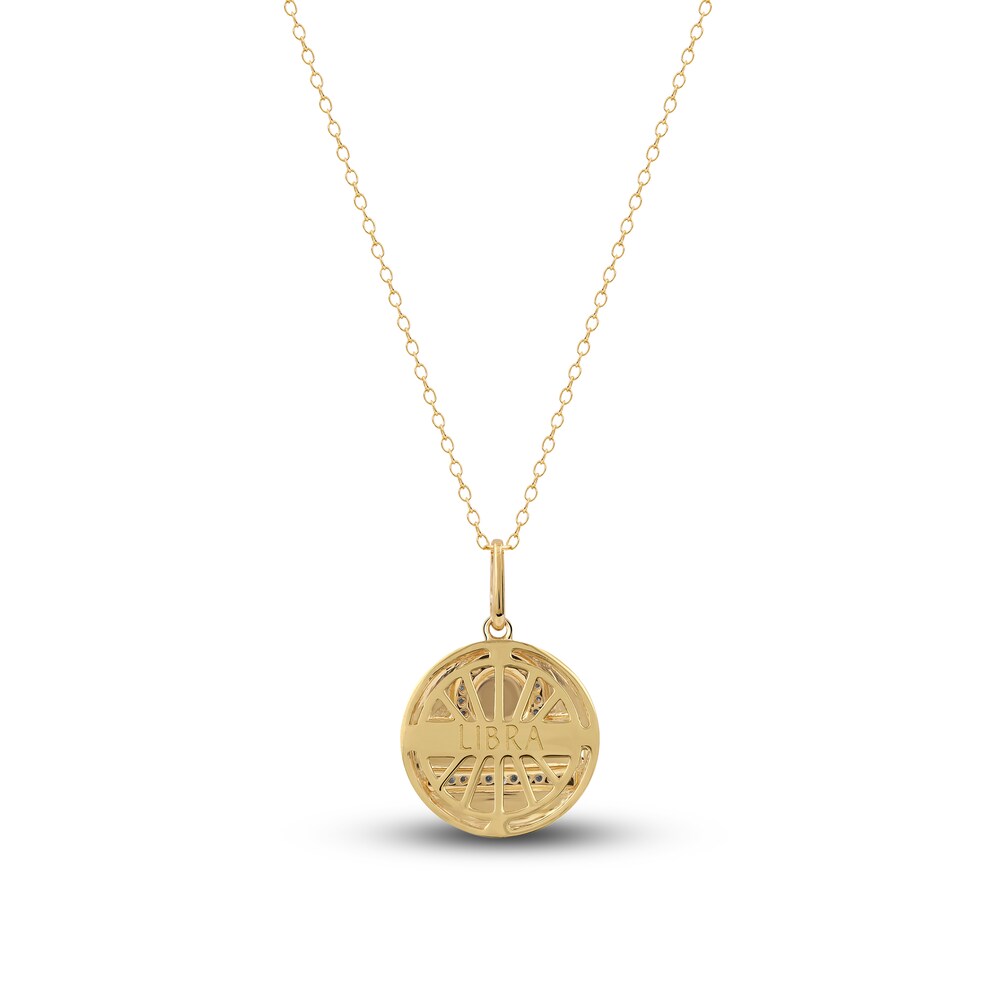 Diamond Libra Zodiac Pendant Necklace 1/10 ct tw Round 14K Yellow Gold hGiFq2EF