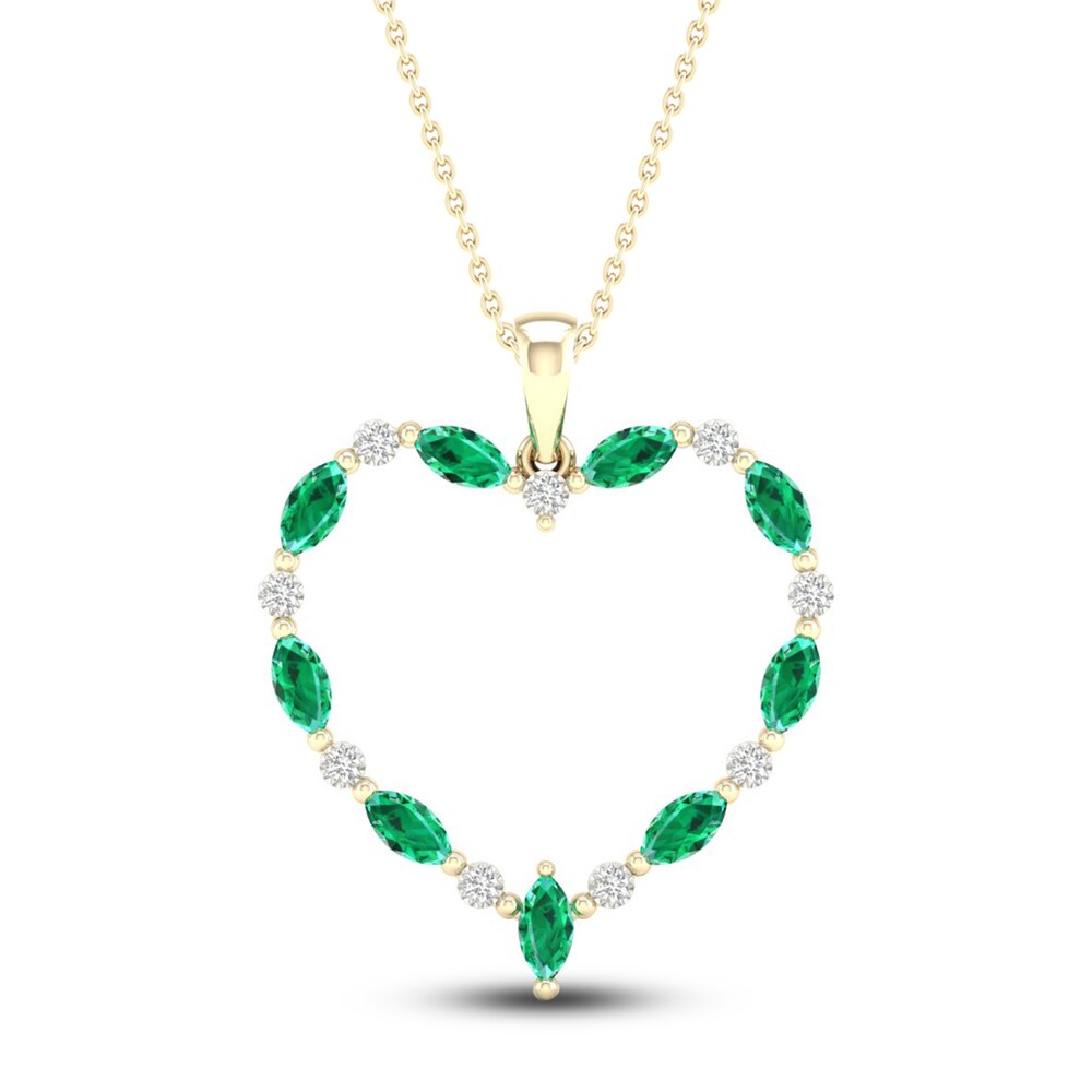 Natural Emerald Heart Necklace Diamond Accent 10K Yellow Gold hKW3QbMF
