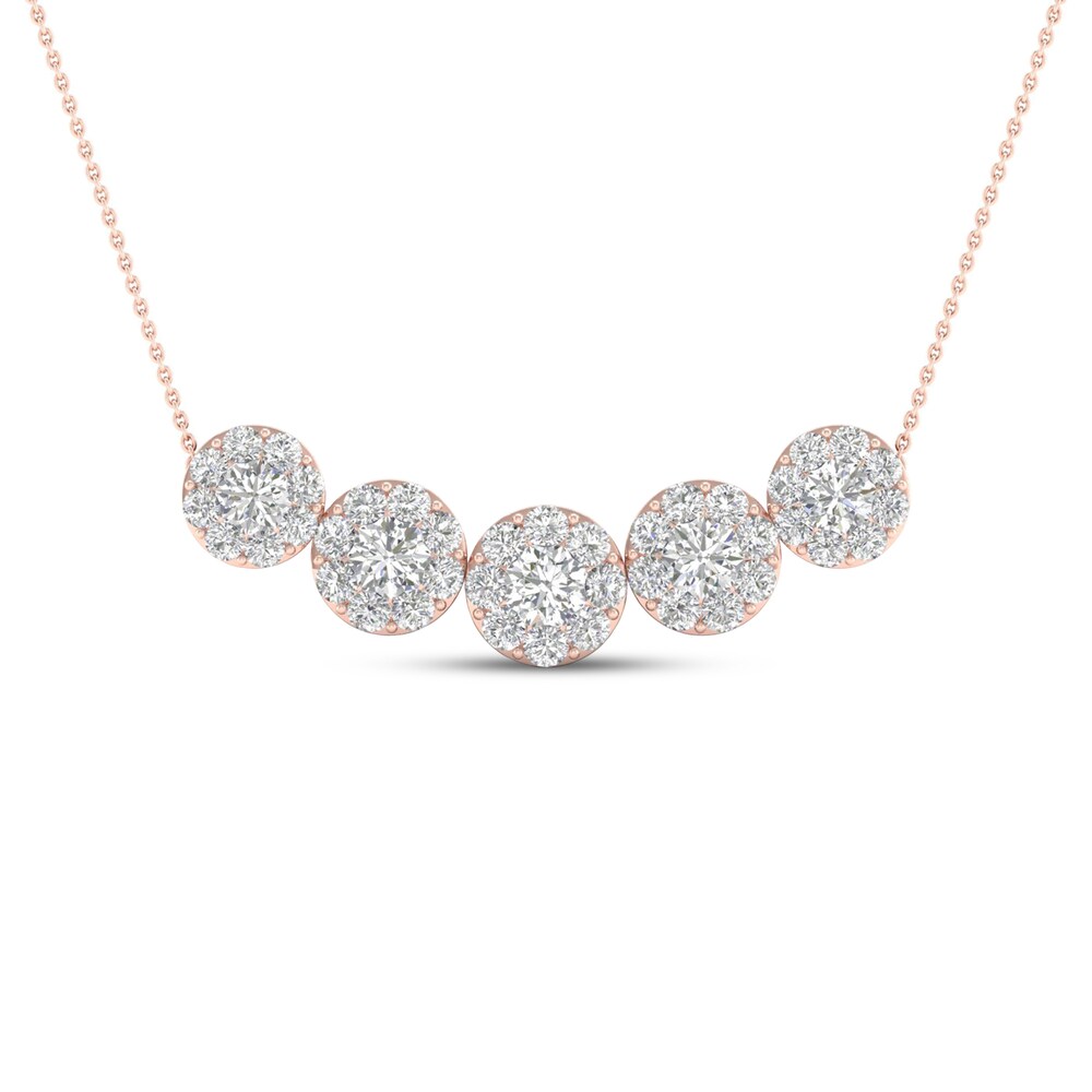 Diamond Necklace 1 1/2 ct tw Round 14K Rose Gold hMMMFGI4 Diamond Necklace 1 1/2 ct tw Round 14K Rose Gold hMMMFGI4