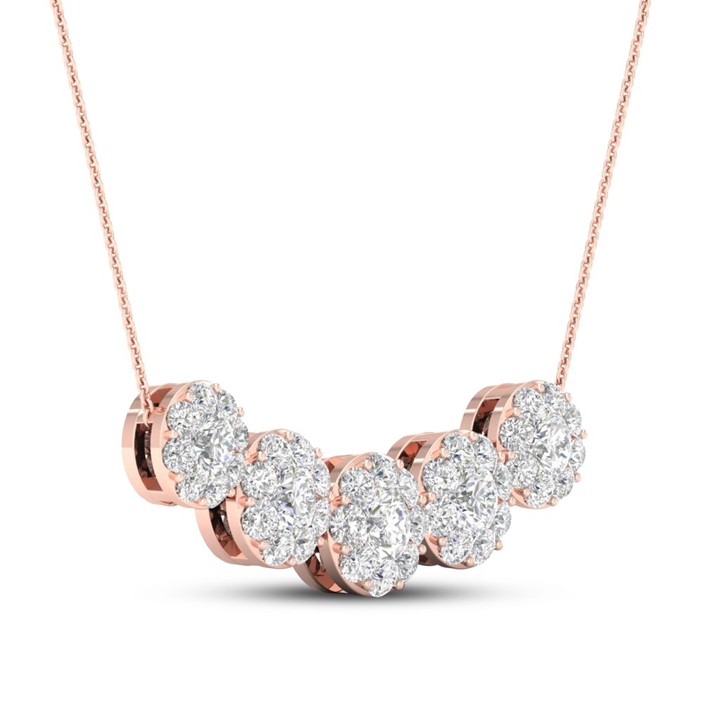 Diamond Necklace 1 1/2 ct tw Round 14K Rose Gold hMMMFGI4 Diamond Necklace 1 1/2 ct tw Round 14K Rose Gold hMMMFGI4