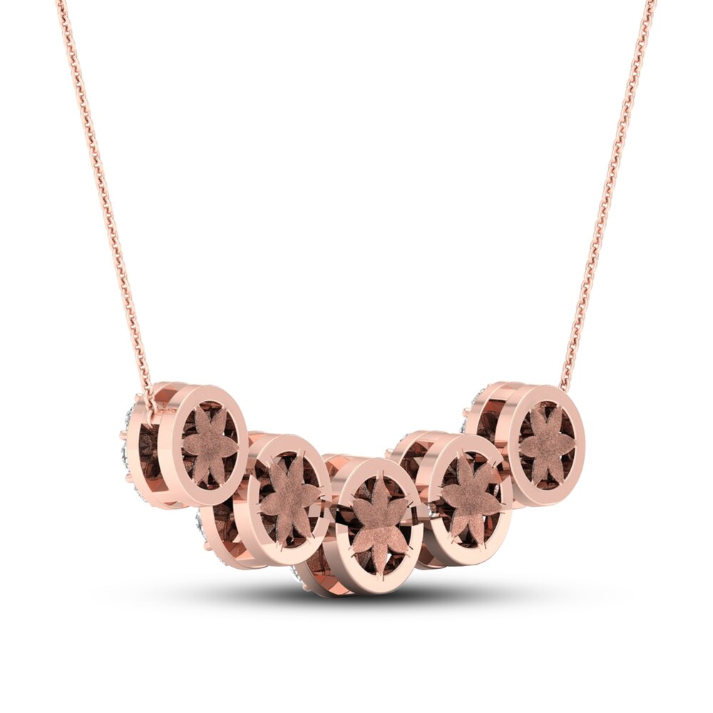 Diamond Necklace 1 1/2 ct tw Round 14K Rose Gold hMMMFGI4 Diamond Necklace 1 1/2 ct tw Round 14K Rose Gold hMMMFGI4