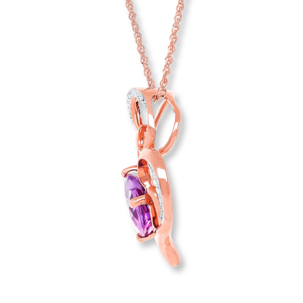 Amethyst Heart Necklace Diamond Accents 10K Rose Gold hN1l6Haa Amethyst Heart Necklace Diamond Accents 10K Rose Gold hN1l6Haa