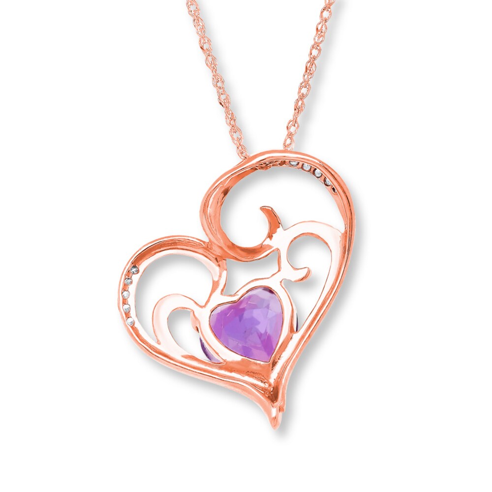 Amethyst Heart Necklace Diamond Accents 10K Rose Gold hN1l6Haa Amethyst Heart Necklace Diamond Accents 10K Rose Gold hN1l6Haa