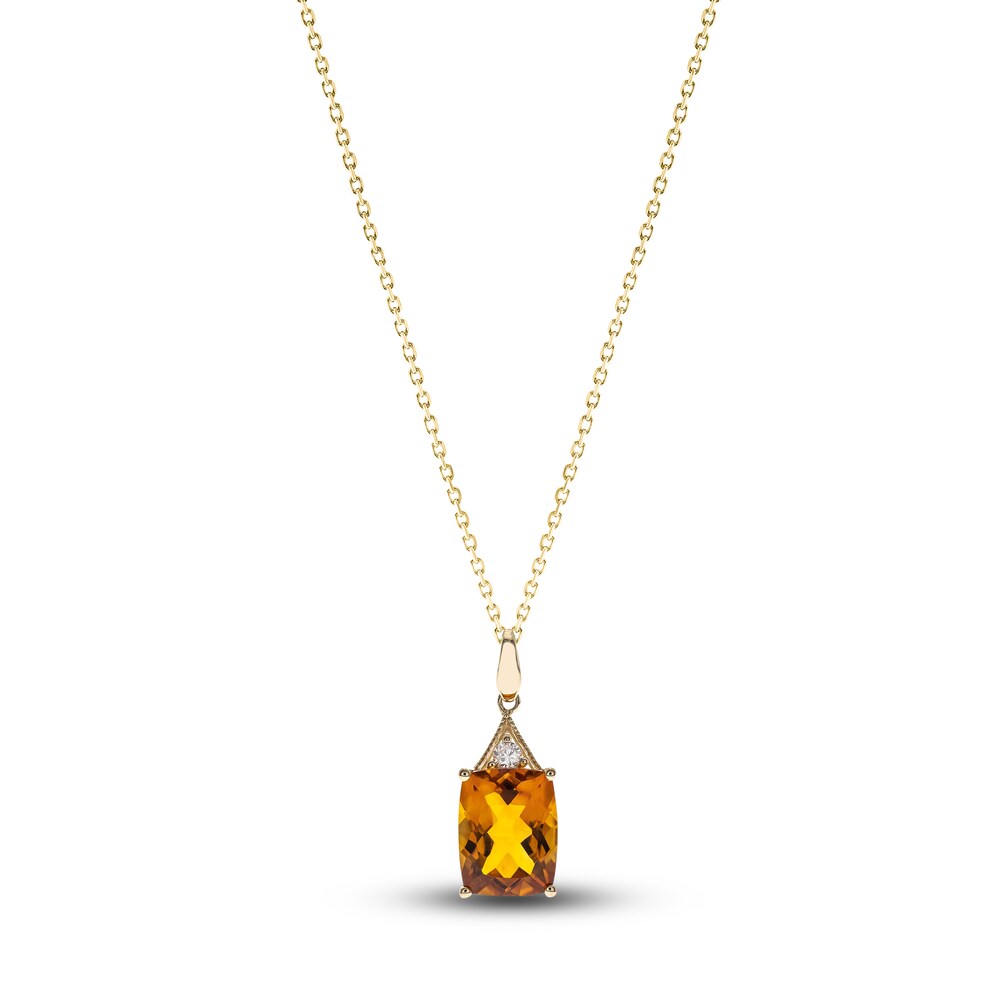 Natural Citrine Necklace Diamond Accents 10K Yellow Gold 18" hP3eSTjA Natural Citrine Necklace Diamond Accents 10K Yellow Gold 18" hP3eSTjA