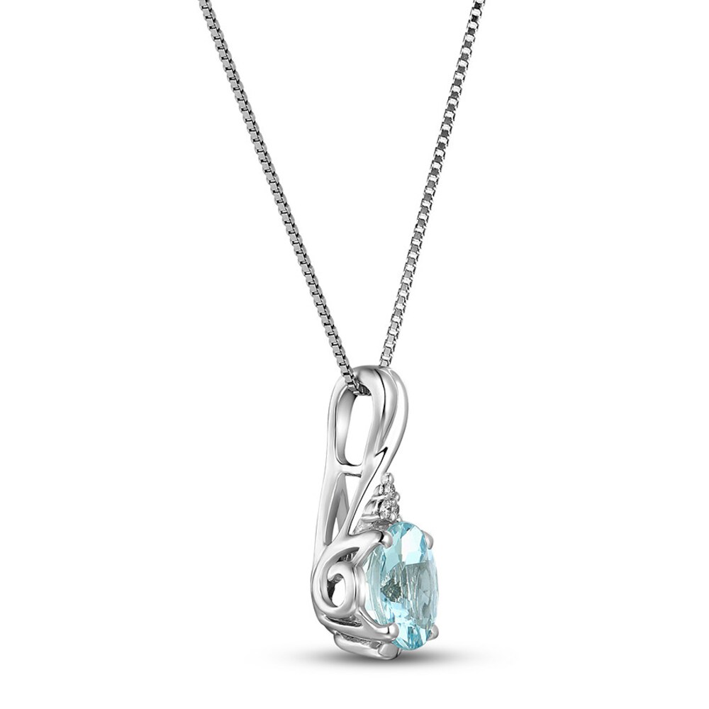 Aquamarine Diamond Accents Necklace 10K White Gold hWAaDyaK Aquamarine Diamond Accents Necklace 10K White Gold hWAaDyaK