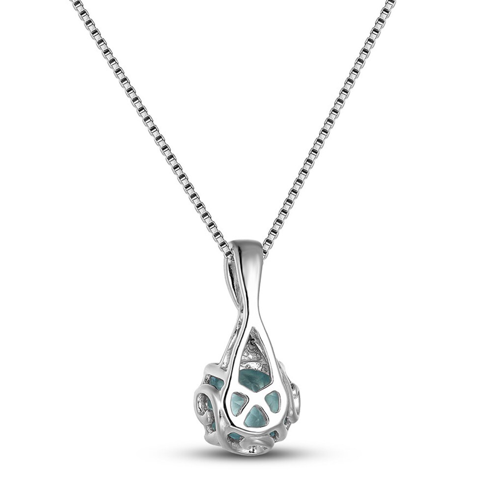 Aquamarine Diamond Accents Necklace 10K White Gold hWAaDyaK Aquamarine Diamond Accents Necklace 10K White Gold hWAaDyaK