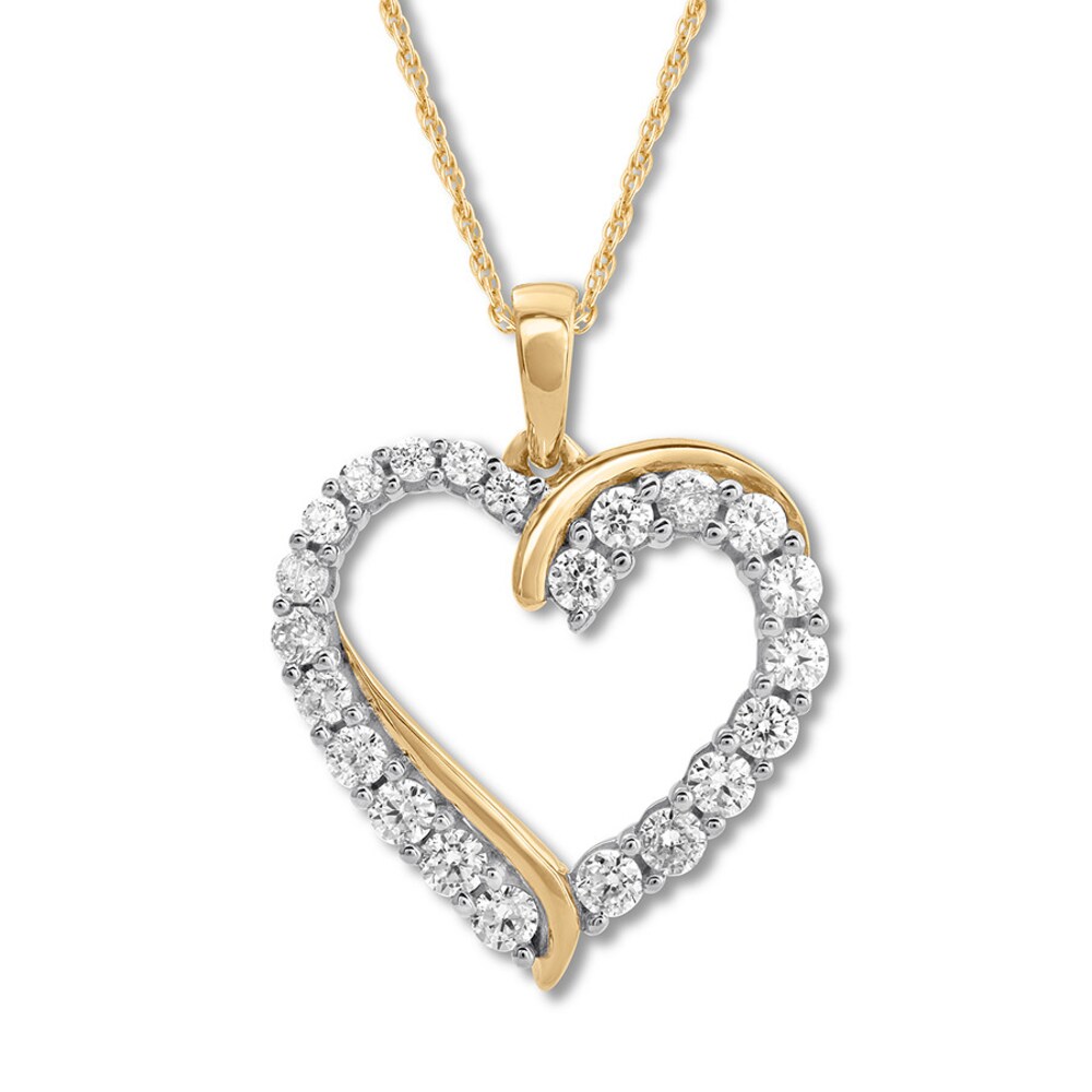 Diamond Heart Necklace 1 ct tw Round-cut 14K Yellow Gold hZNfAtn9 Diamond Heart Necklace 1 ct tw Round-cut 14K Yellow Gold hZNfAtn9
