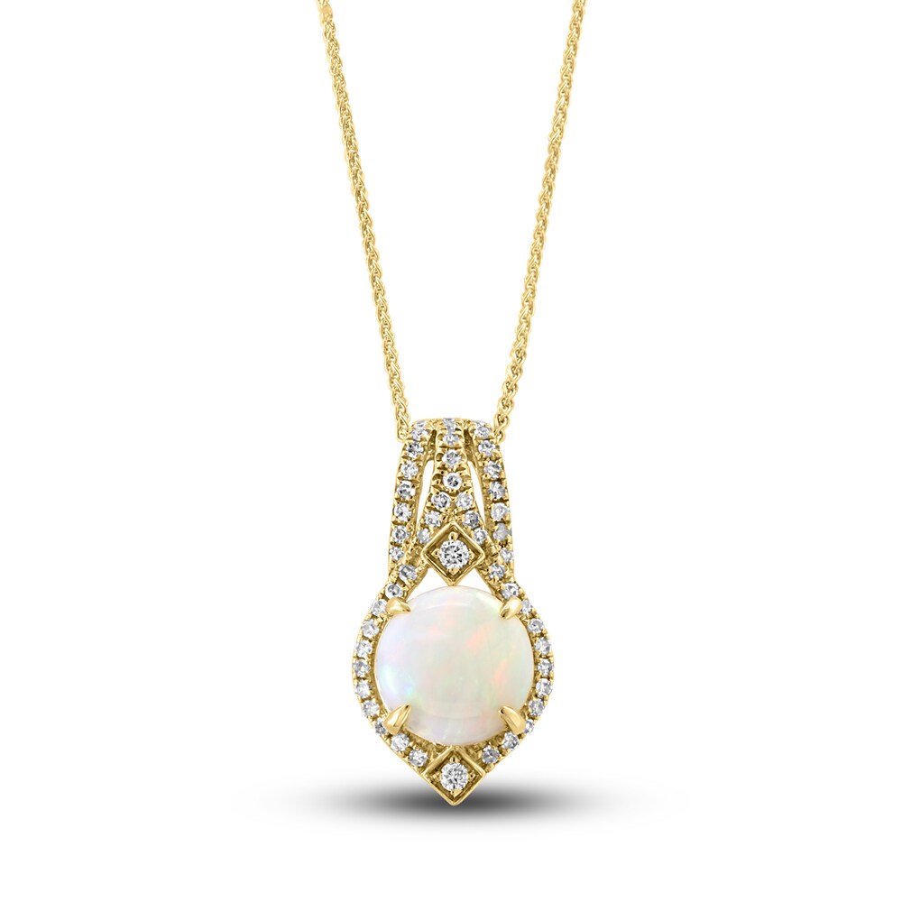 LALI Jewels Natural Opal Pendant Necklace 1/5 ct tw Diamonds 14K Yellow Gold heK74Hly LALI Jewels Natural Opal Pendant Necklace 1/5 ct tw Diamonds 14K Yellow Gold heK74Hly
