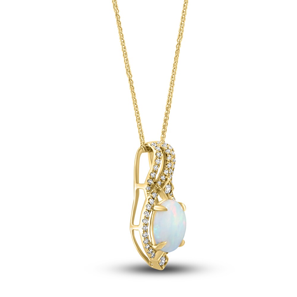 LALI Jewels Natural Opal Pendant Necklace 1/5 ct tw Diamonds 14K Yellow Gold heK74Hly LALI Jewels Natural Opal Pendant Necklace 1/5 ct tw Diamonds 14K Yellow Gold heK74Hly