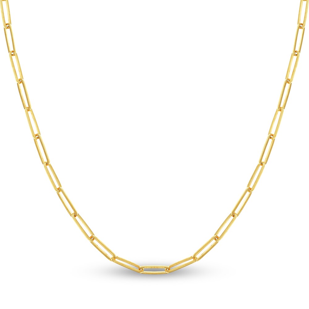 Paper Clip Chain Necklace 14K Yellow Gold 18" hie5FOBK Paper Clip Chain Necklace 14K Yellow Gold 18" hie5FOBK