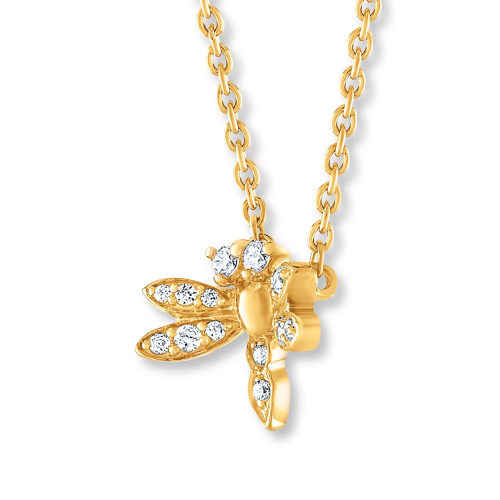 Dragonfly Necklace 1/8 ct tw Diamonds 10K Yellow Gold i9wXzfmK Dragonfly Necklace 1/8 ct tw Diamonds 10K Yellow Gold i9wXzfmK