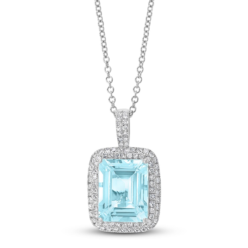 Effy Natural Aquamarine Necklace 1/4 ct tw Diamonds 14K White Gold iOBTdh3n Effy Natural Aquamarine Necklace 1/4 ct tw Diamonds 14K White Gold iOBTdh3n