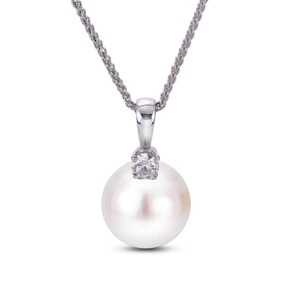 Cultured Freshwater Pearl Circle Necklace 1/6 ct tw Diamonds 14K White Gold iPZu9sp4 Cultured Freshwater Pearl Circle Necklace 1/6 ct tw Diamonds 14K White Gold iPZu9sp4
