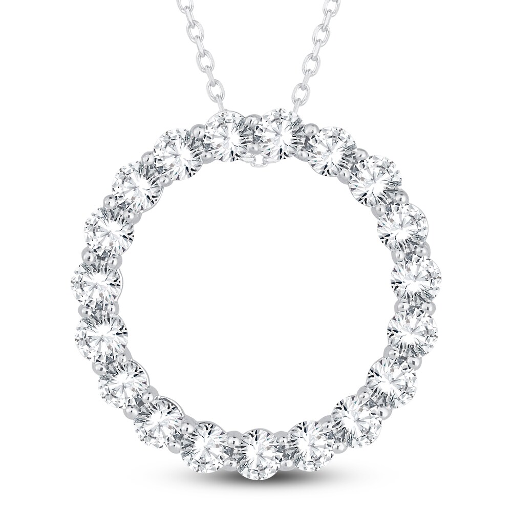 Diamond Circle Pendant Necklace 2 ct tw Round 14K White Gold 18" iYqj7ZsW Diamond Circle Pendant Necklace 2 ct tw Round 14K White Gold 18" iYqj7ZsW