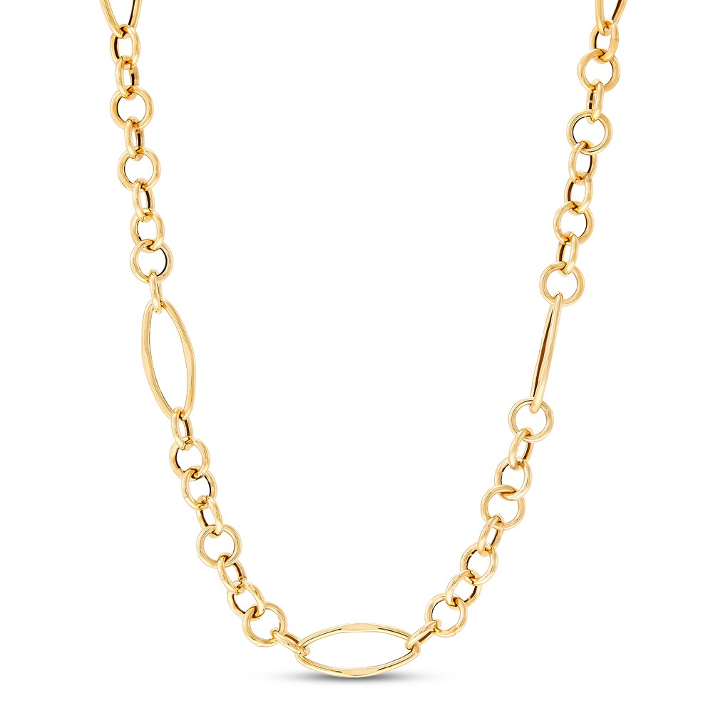 Italia D'Oro Round & Oval Link Necklace 14K Yellow Gold 24" ih9hSxSB
