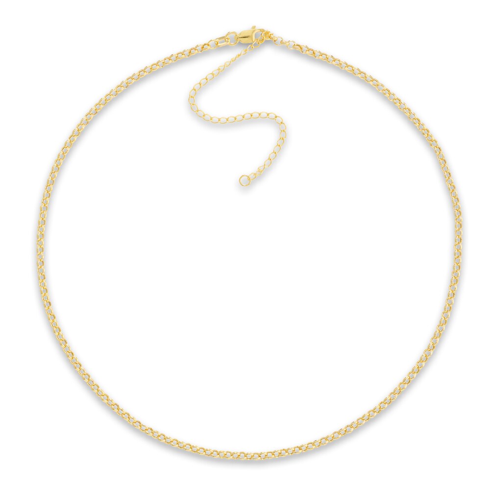 Rolo Chain Choker Necklace 14K Yellow Gold 13" Adj. ikL22KdR Rolo Chain Choker Necklace 14K Yellow Gold 13" Adj. ikL22KdR