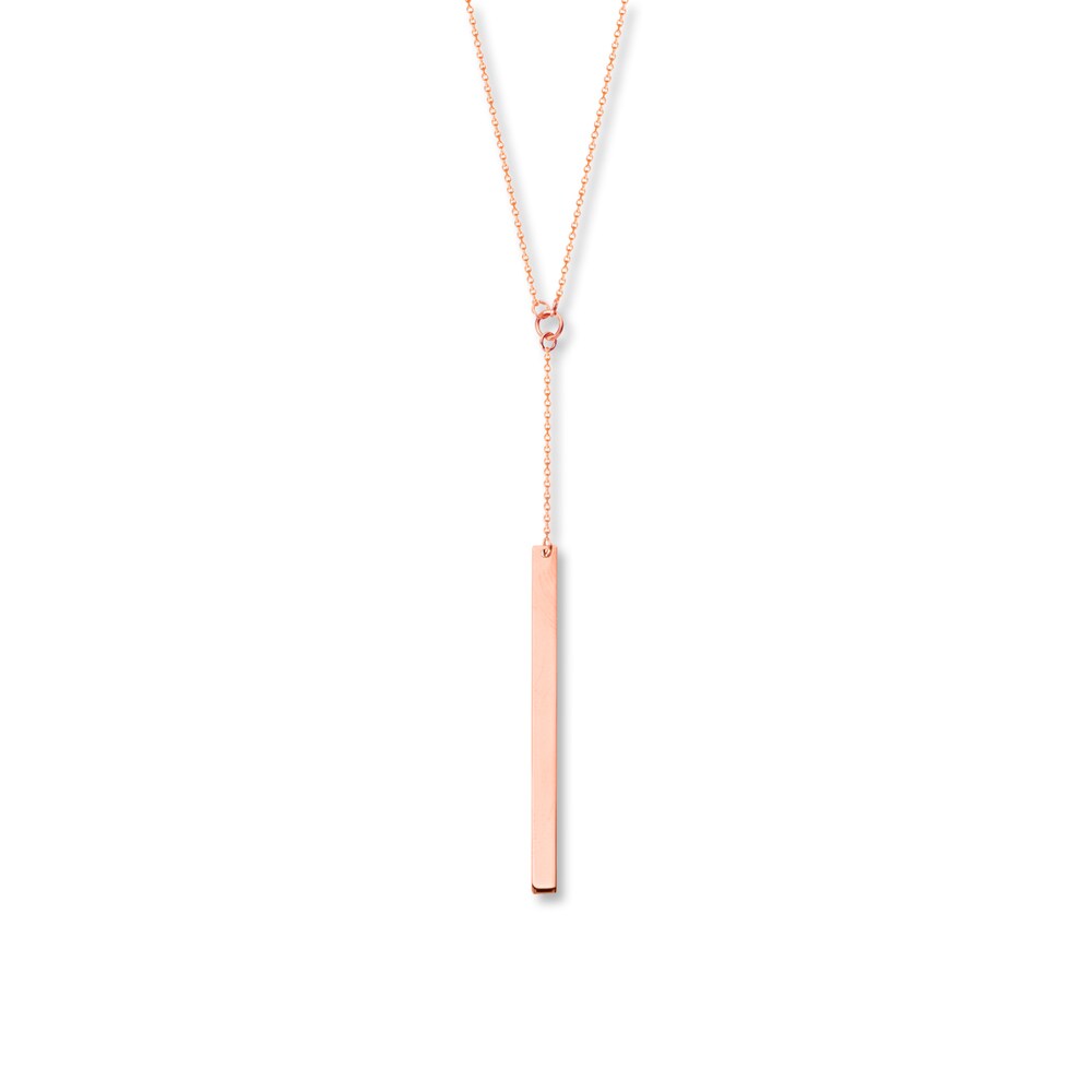 Bar Necklace 14K Rose Gold 16"-18" Adjustable ilbWLYND Bar Necklace 14K Rose Gold 16"-18" Adjustable ilbWLYND