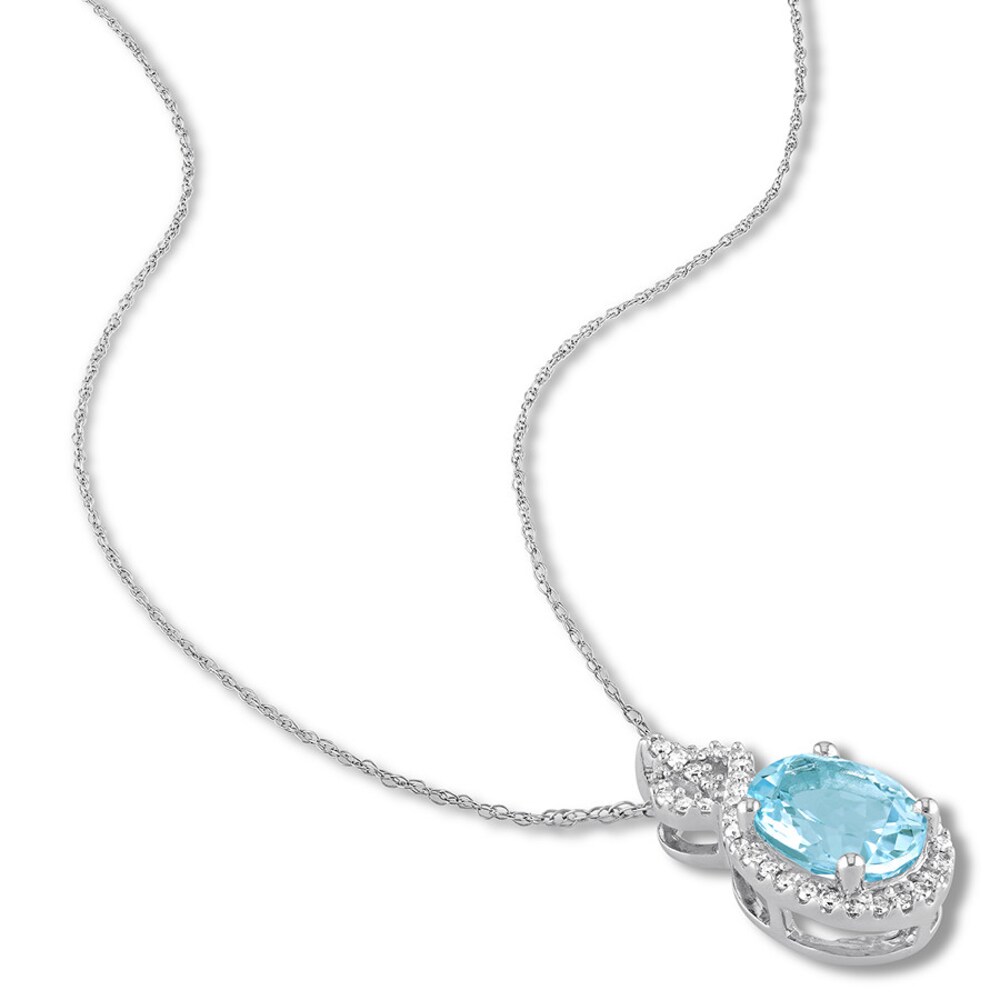 Aquamarine Necklace 1/6 carat tw Diamonds 10K White Gold j8TSo3ul Aquamarine Necklace 1/6 carat tw Diamonds 10K White Gold j8TSo3ul