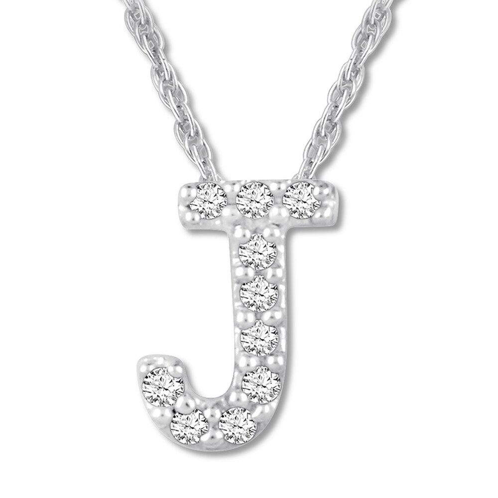 Diamond Initial J Necklace 1/20 ct tw Round-cut 10K White Gold jBM3lBBw Diamond Initial J Necklace 1/20 ct tw Round-cut 10K White Gold jBM3lBBw