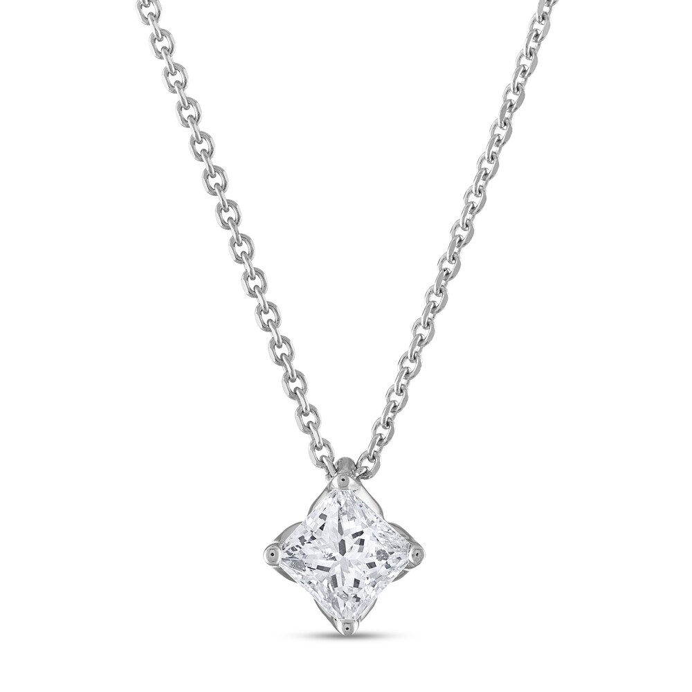 Diamond Diamond Solitaire Necklace 1/2 ct tw Princess 14K White Gold (I2/I) jH4jTvge Diamond Diamond Solitaire Necklace 1/2 ct tw Princess 14K White Gold (I2/I) jH4jTvge