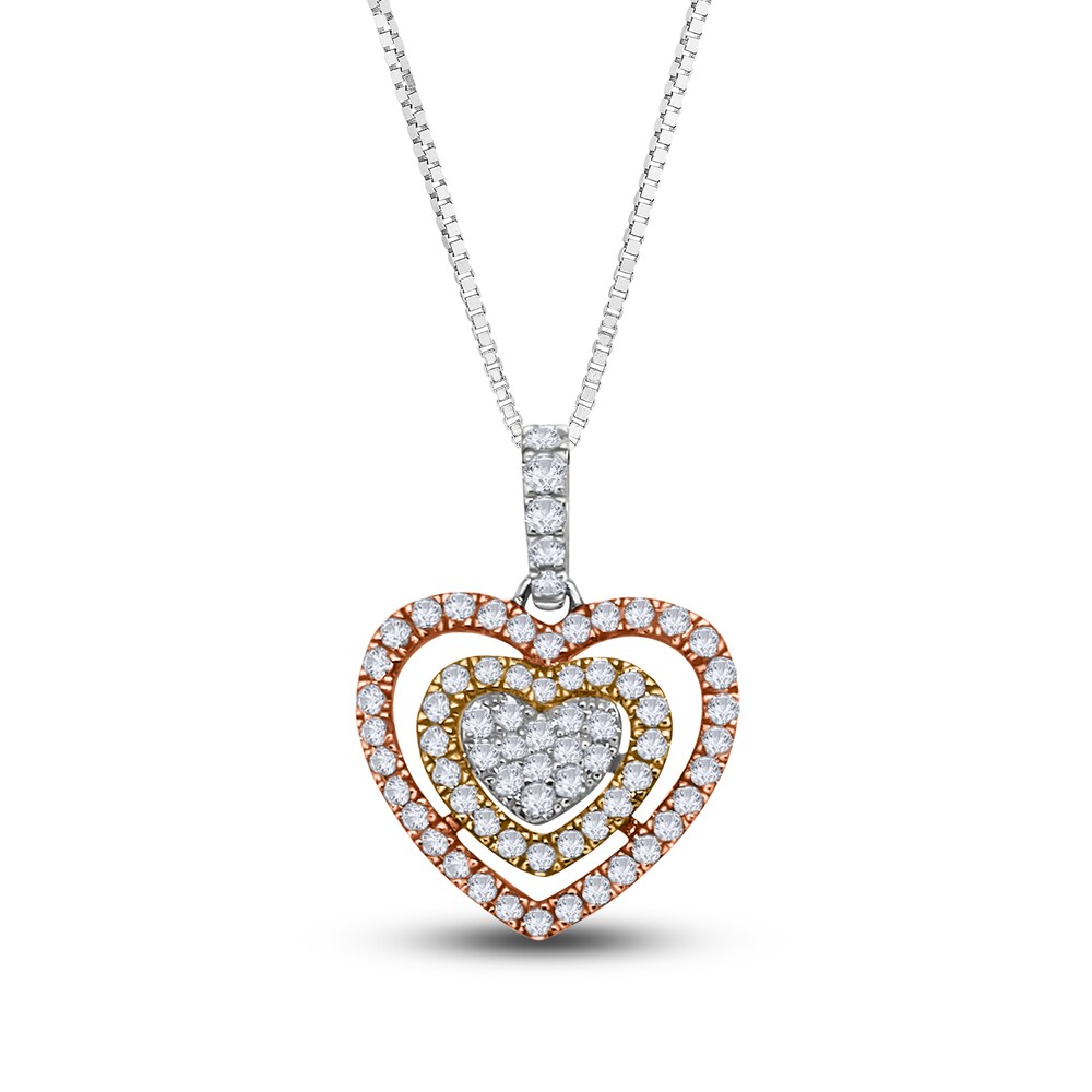 Diamond Pendant Necklace 1/2 ct tw Round 14K Tri-Tone Gold 18" jie4tNhW Diamond Pendant Necklace 1/2 ct tw Round 14K Tri-Tone Gold 18" jie4tNhW