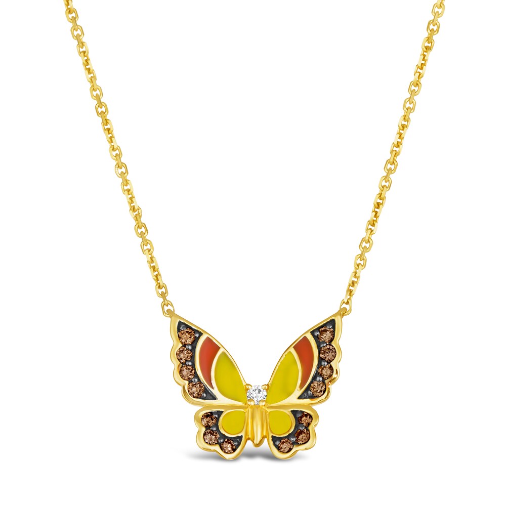 Le Vian Diamond Butterfly Necklace 1/4 ct tw Round Red/Yellow Enamel 14K Honey Gold 18" jjdlDEfq Le Vian Diamond Butterfly Necklace 1/4 ct tw Round Red/Yellow Enamel 14K Honey Gold 18" jjdlDEfq