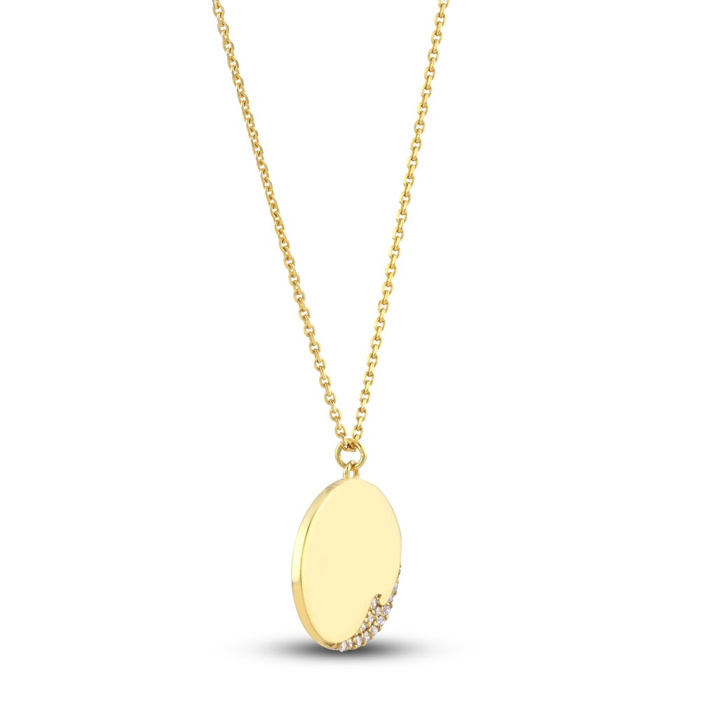 Diamond Wave Necklace 1/20 ct tw Round 14K Yellow Gold 16\" Adj. jpp2X272