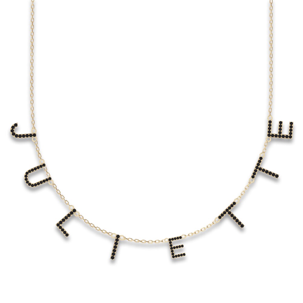 Juliette Maison Black Diamond Station Name Necklace 2-1/4 ct tw Round 10K Yellow Gold jtOEWyQa Juliette Maison Black Diamond Station Name Necklace 2-1/4 ct tw Round 10K Yellow Gold jtOEWyQa