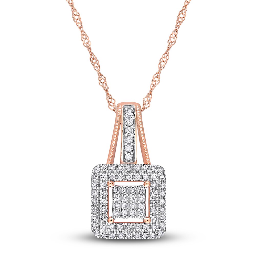 Diamond Square Necklace 1/4 ct tw Round 10K Rose Gold 17" jyZkPOaE Diamond Square Necklace 1/4 ct tw Round 10K Rose Gold 17" jyZkPOaE
