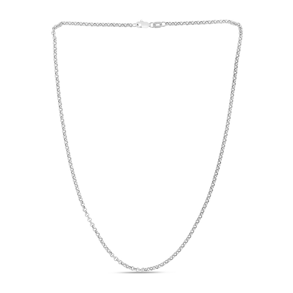 Rolo Chain Necklace 14K White Gold 18\" k0uCQ7Li