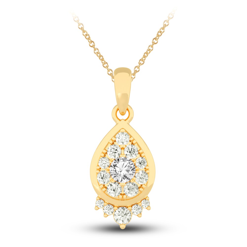 Diamond Pendant Necklace 1/2 ct tw Round 14K Yellow Gold 18" k7CGrqPZ