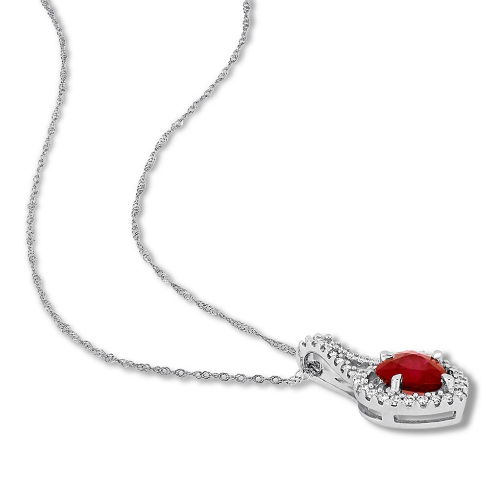 Natural Ruby Necklace 1/6 ct tw Diamonds 14K White Gold kNqyiNgy Natural Ruby Necklace 1/6 ct tw Diamonds 14K White Gold kNqyiNgy