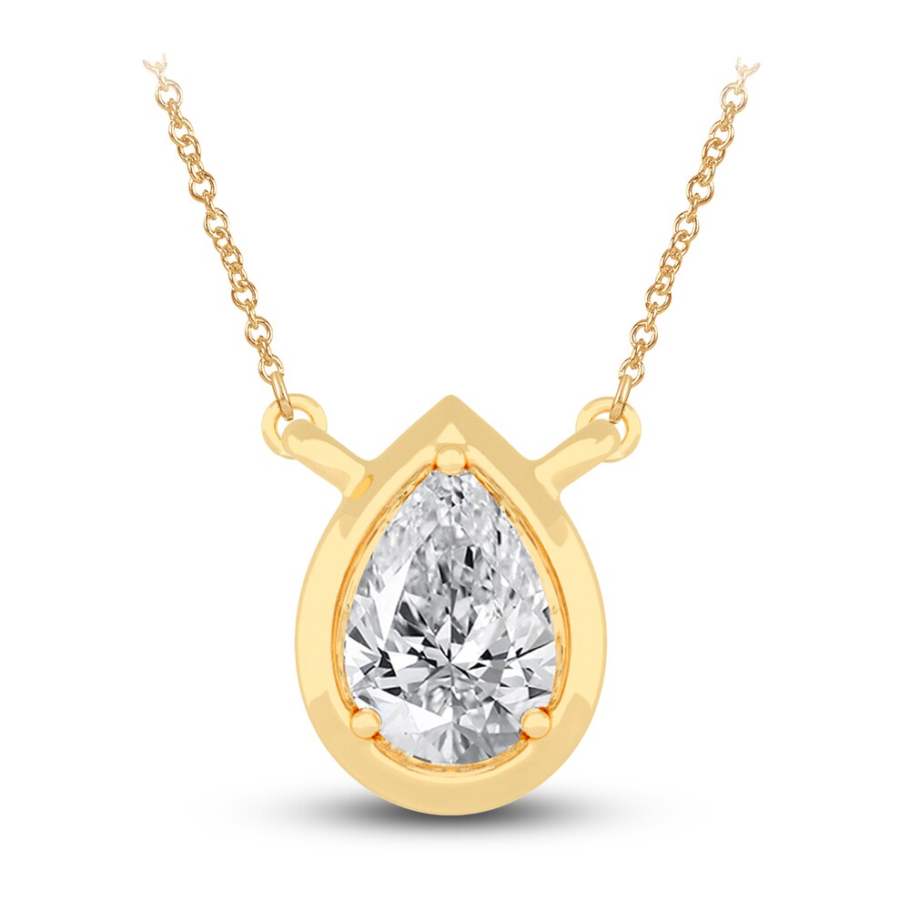 Diamond Pendant Necklace 3/8 ct tw Pear 14K Yellow Gold 18" (I1,I) kSzkSpJz
