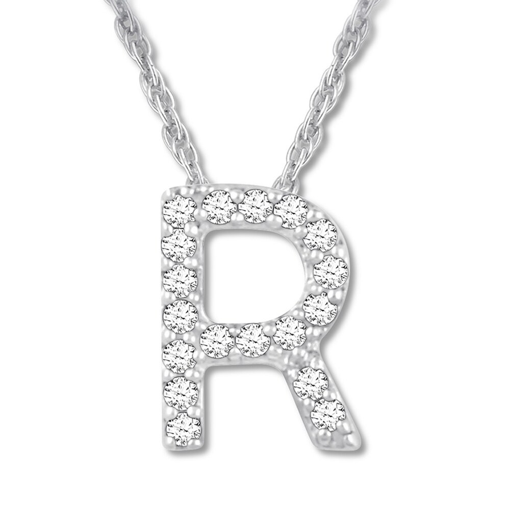 Diamond Initial R Necklace 1/20 ct tw Round-cut 10K White Gold kjicyHSo Diamond Initial R Necklace 1/20 ct tw Round-cut 10K White Gold kjicyHSo