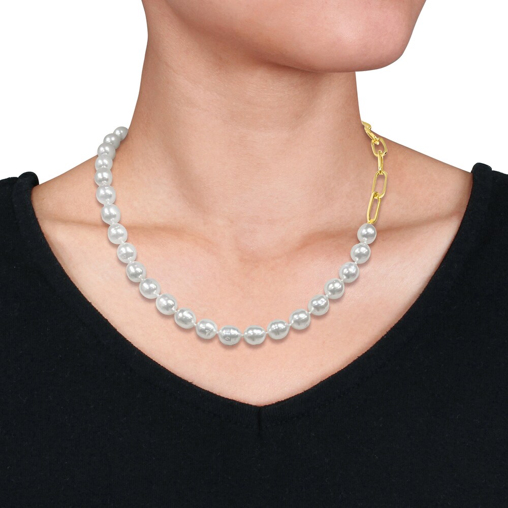Cultured South Sea Pearl Link Chain Necklace 14K Yellow Gold 18\" kmZq9WGn Cultured South Sea Pearl Link Chain Necklace 14K Yellow Gold 18\" kmZq9WGn