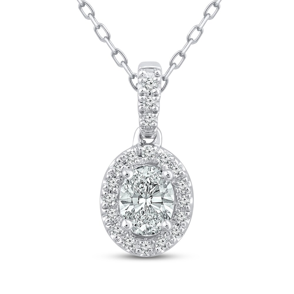 Diamond Necklace 3/8 ct tw Oval/Round 10K White Gold kzBh7HKx Diamond Necklace 3/8 ct tw Oval/Round 10K White Gold kzBh7HKx