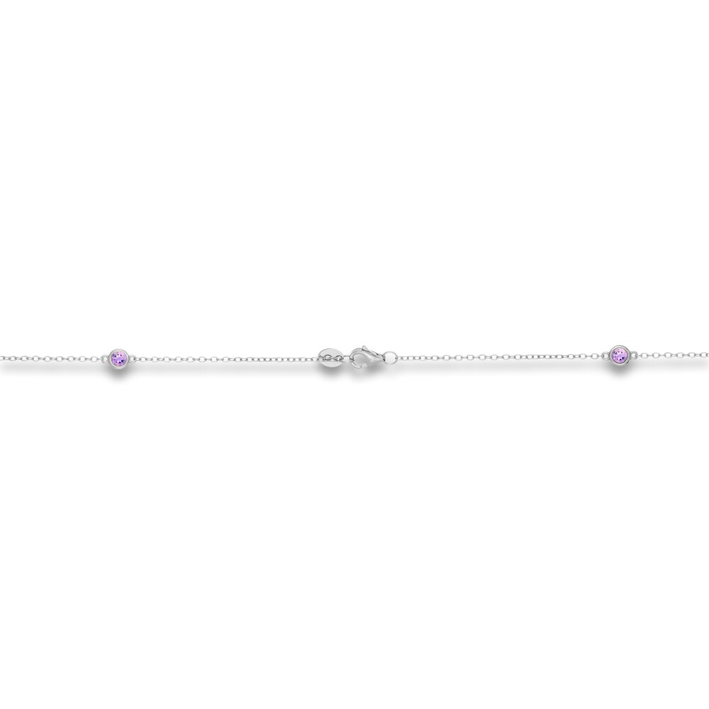 Natural Amethyst Station Necklace Sterling Silver 18\" l3prufeo Natural Amethyst Station Necklace Sterling Silver 18\" l3prufeo