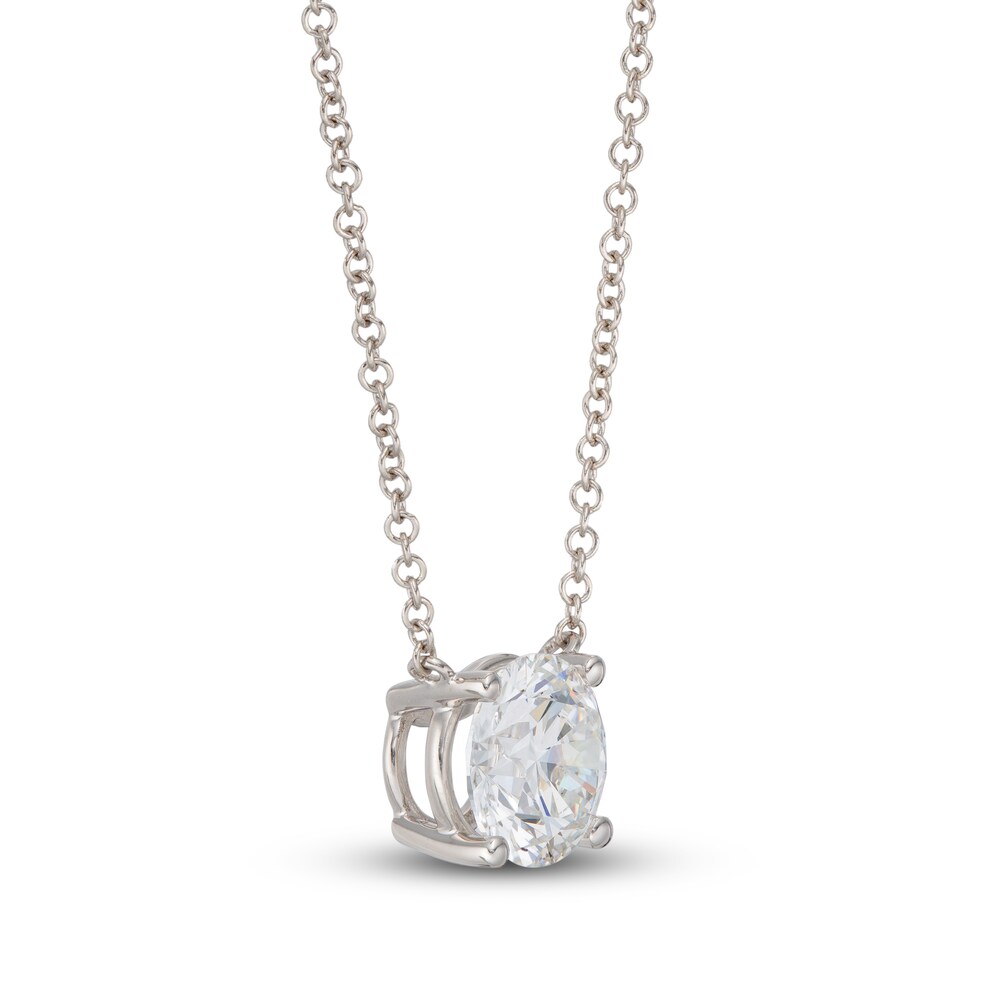 Lab-Created Diamond Solitaire Necklace 1-1/2 ct tw Round 14K White Gold 18\" (SI2/F) lM4EUenP