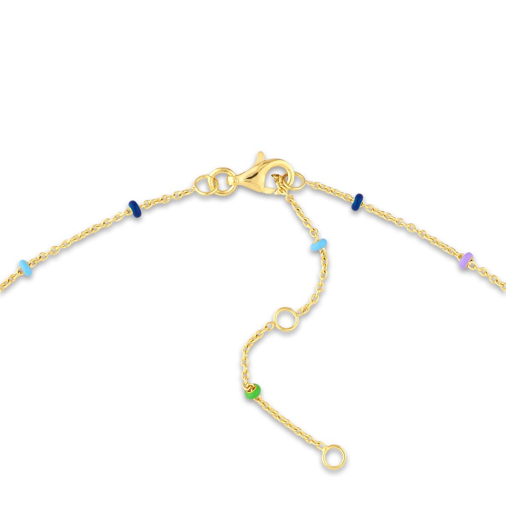 Circle Station Necklace Multi-Colored Enamel 14K Yellow Gold 18\" lMc1H4FT Circle Station Necklace Multi-Colored Enamel 14K Yellow Gold 18\" lMc1H4FT