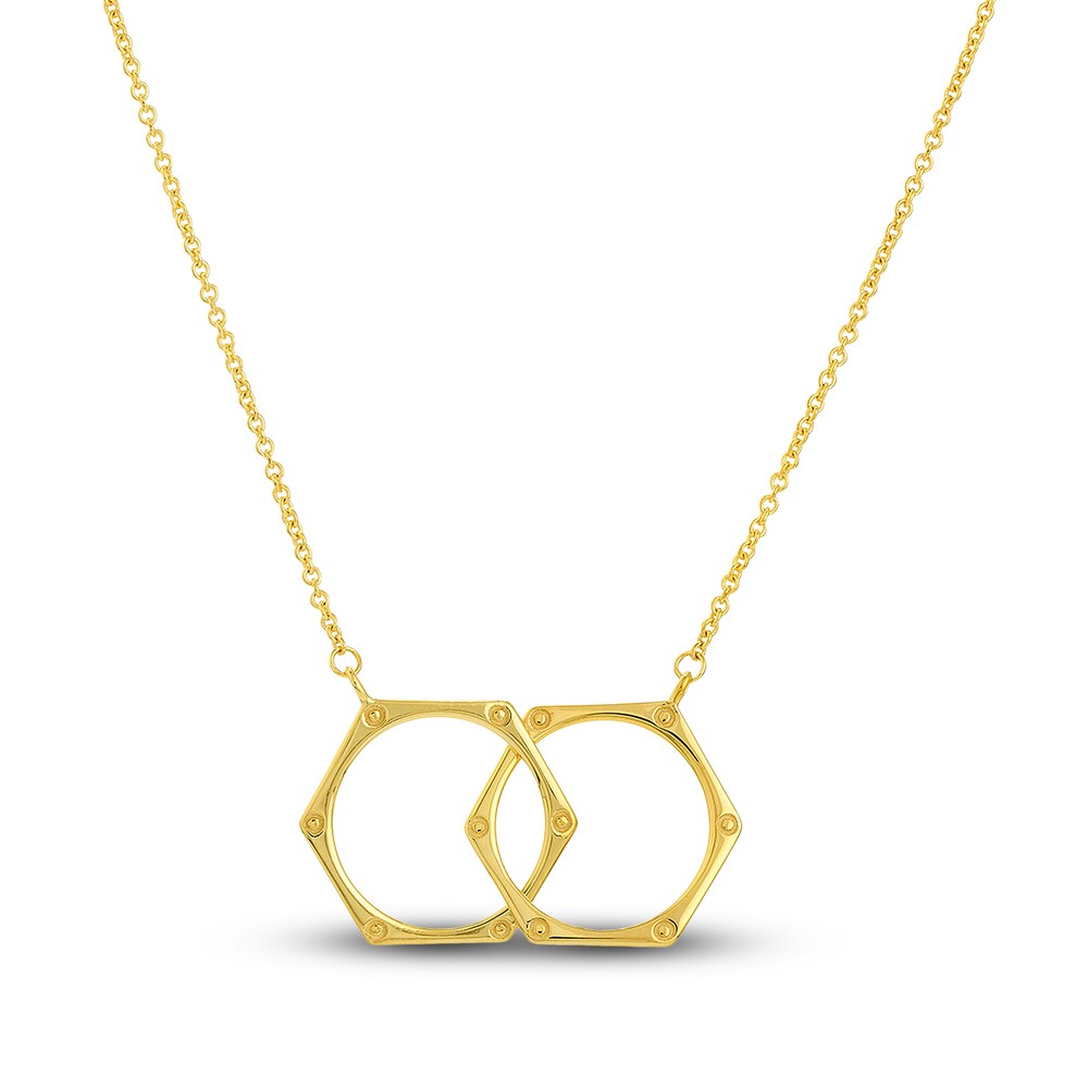 Locked Hexagons Pendant Necklace 14K Yellow Gold 18" lMyOFiGp Locked Hexagons Pendant Necklace 14K Yellow Gold 18" lMyOFiGp