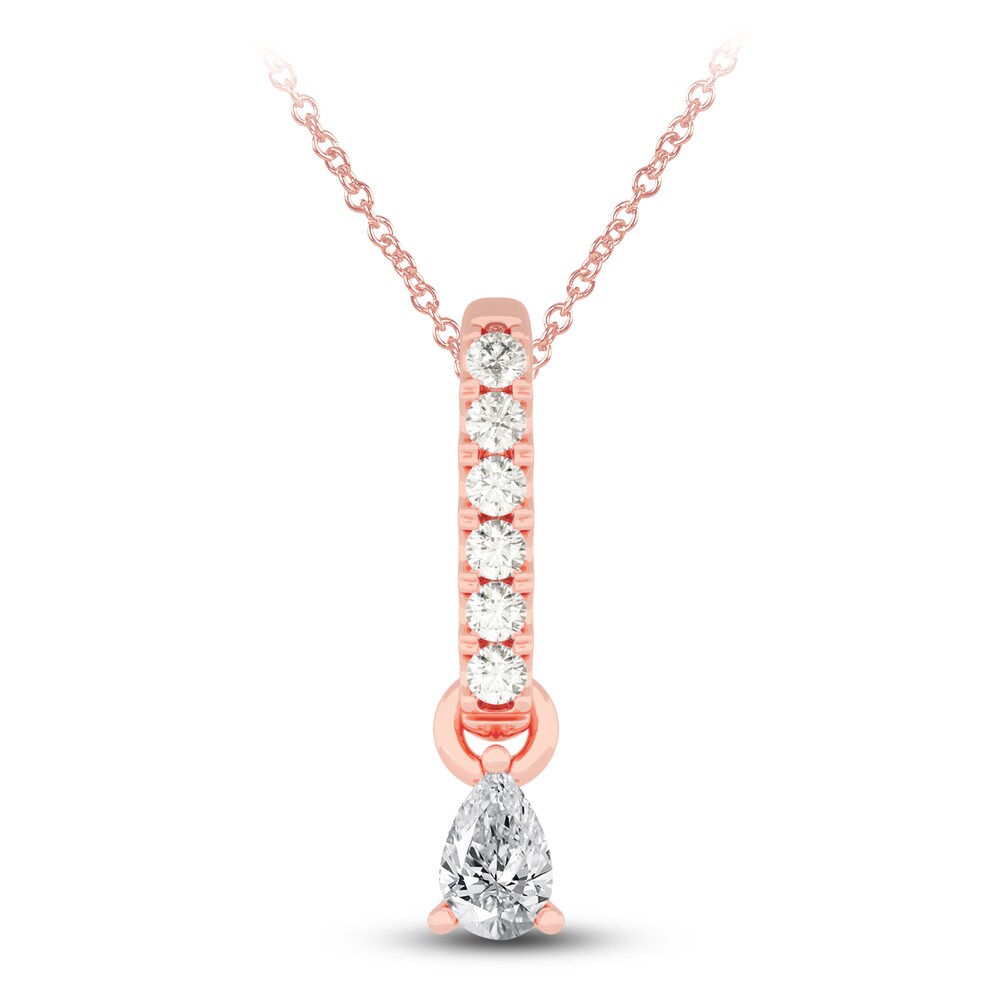 Diamond Pendant Necklace 3/8 ct tw Pear/Round 14K Rose Gold 18" lSspN4gE Diamond Pendant Necklace 3/8 ct tw Pear/Round 14K Rose Gold 18" lSspN4gE