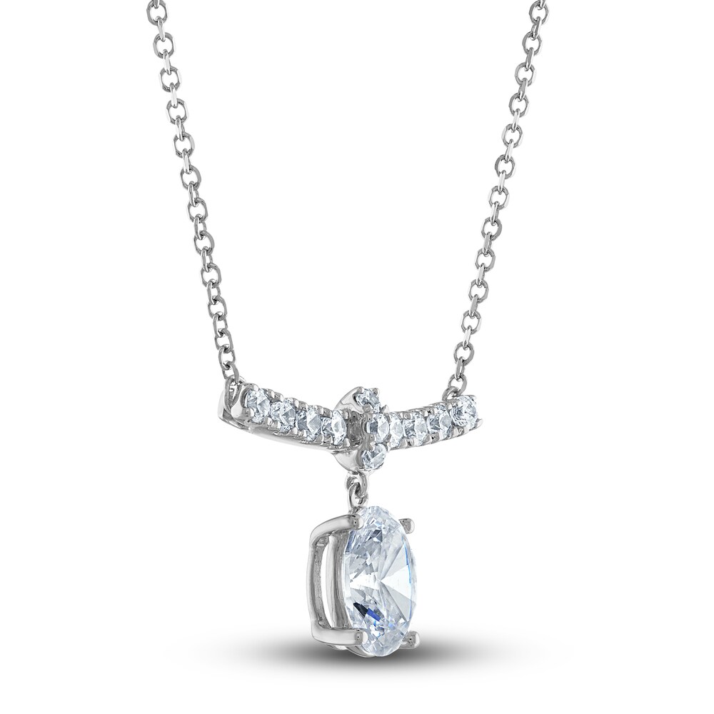 Vera Wang WISH Lab-Created Diamond Necklace 1-1/2 ct tw Oval/Round 14K White Gold 18\" lUVBzdPD