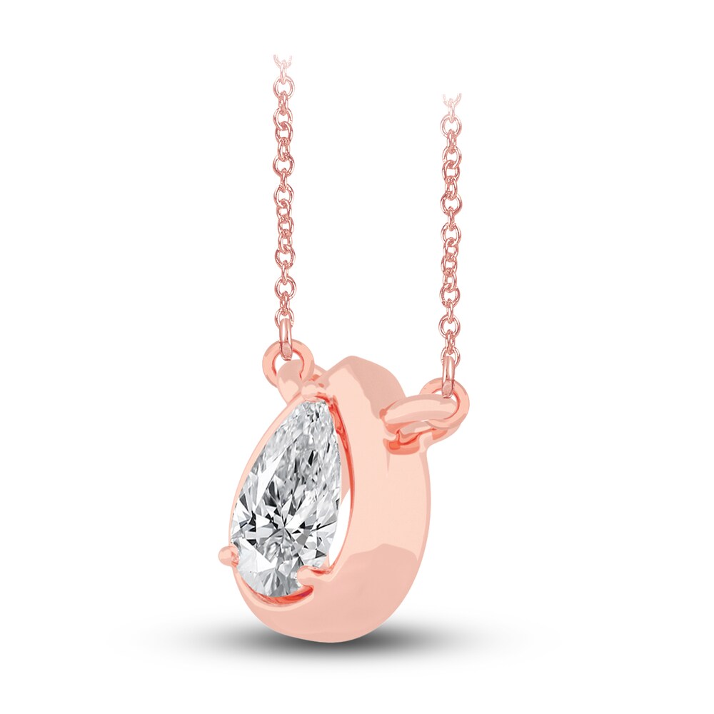 Diamond Pendant Necklace 3/8 ct tw Pear 14K Rose Gold 18\" (I1,I) lfRcNLRw Diamond Pendant Necklace 3/8 ct tw Pear 14K Rose Gold 18\" (I1,I) lfRcNLRw