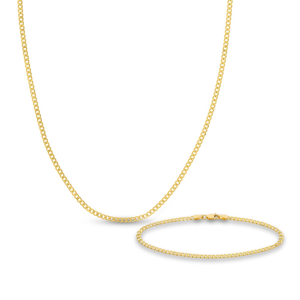 Curb Chain Necklace/Bracelet Set 14K Yellow Gold 24" lgEIjR9f Curb Chain Necklace/Bracelet Set 14K Yellow Gold 24" lgEIjR9f