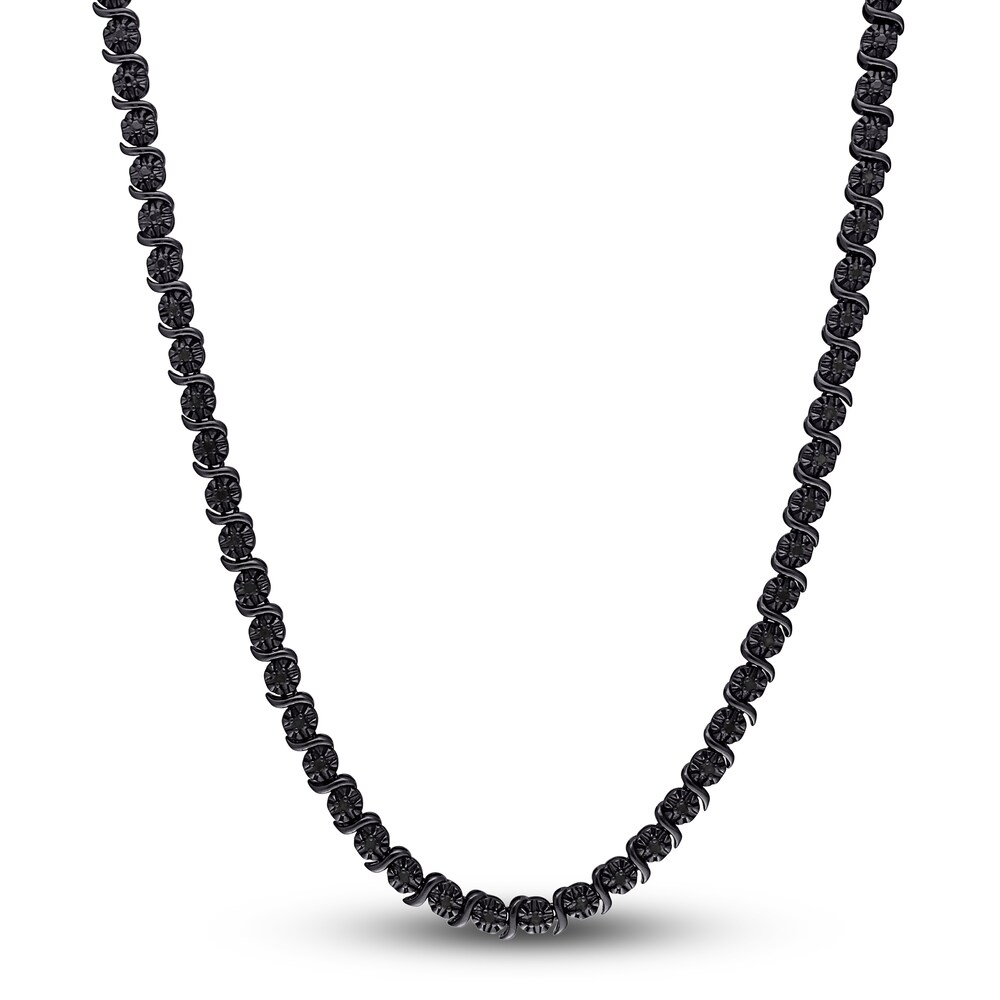 Black Diamond Tennis Necklace 1/2 ct tw Round Sterling Silver 17" lk8VOTh6 Black Diamond Tennis Necklace 1/2 ct tw Round Sterling Silver 17" lk8VOTh6