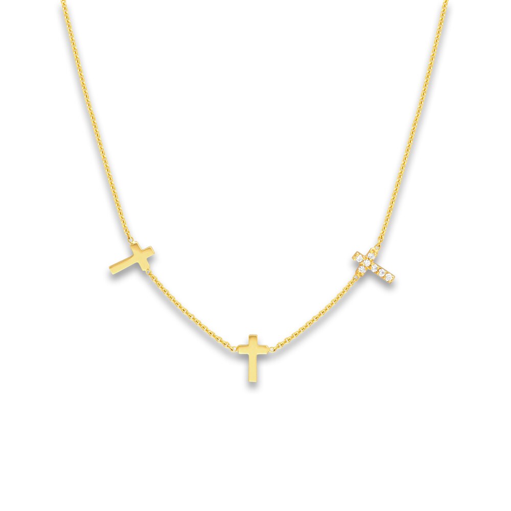 Diamond Cross Pendant Necklace 1/20 ct tw Round 14K Yellow Gold 20" lt9Rd3ld Diamond Cross Pendant Necklace 1/20 ct tw Round 14K Yellow Gold 20" lt9Rd3ld
