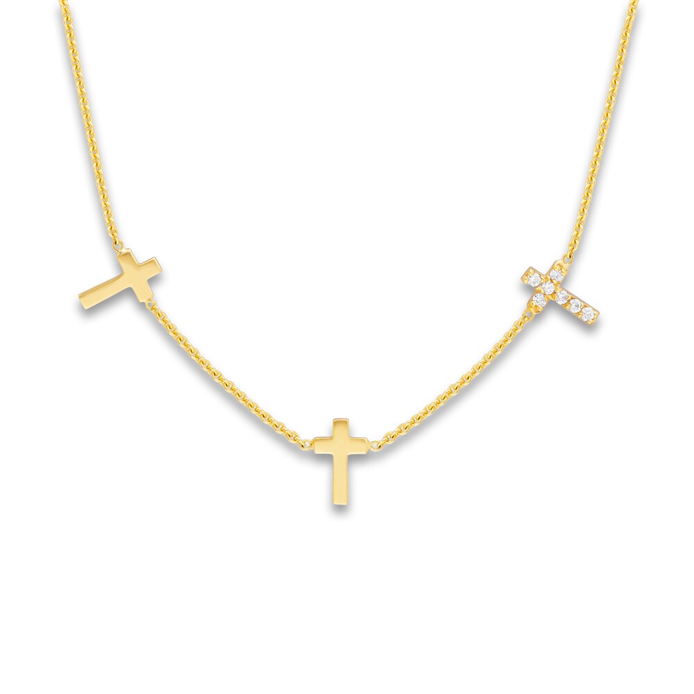 Diamond Cross Pendant Necklace 1/20 ct tw Round 14K Yellow Gold 20\" lt9Rd3ld Diamond Cross Pendant Necklace 1/20 ct tw Round 14K Yellow Gold 20\" lt9Rd3ld