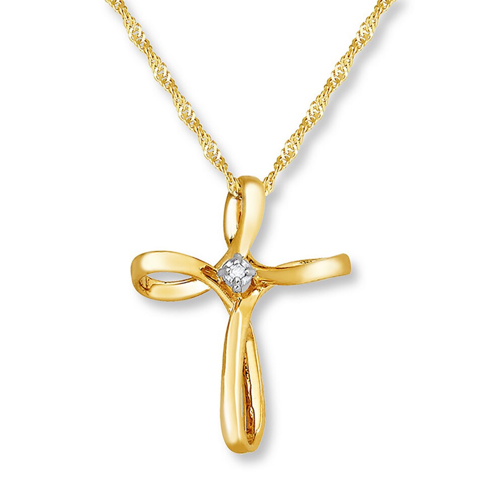 Cross Necklace Diamond Accent 14K Yellow Gold luiGK99D Cross Necklace Diamond Accent 14K Yellow Gold luiGK99D